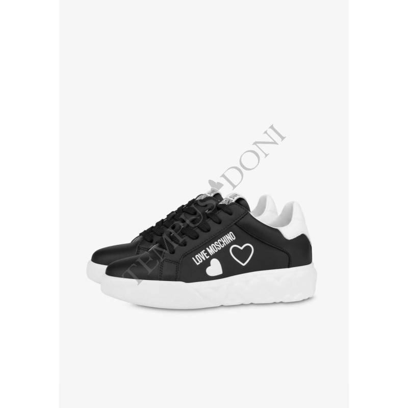 LOVE MOSCHINO - SNEAKERS VITELLO NERO HEART
