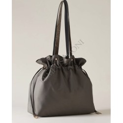 BORBONESE - SHOPPER RUFFLE LARGE CLAY GREY