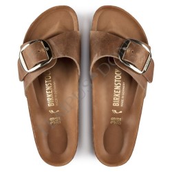 BIRKENSTOCK DONNA - Madrid Big Buckle Pelle oliata - Cognac