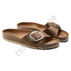 BIRKENSTOCK DONNA - Madrid Big Buckle Pelle oliata - Cognac