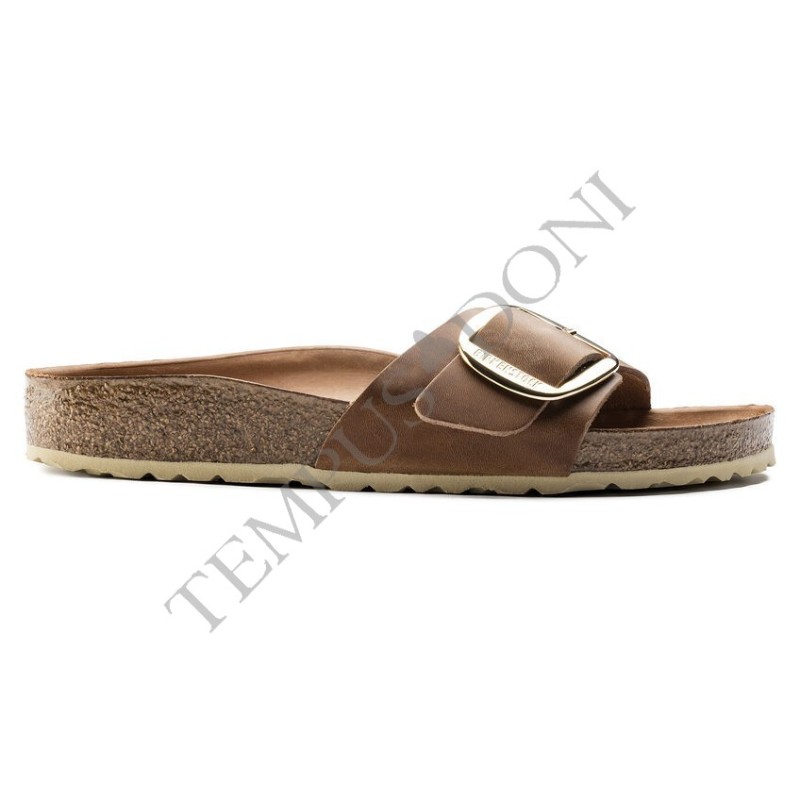 BIRKENSTOCK DONNA - Madrid Big Buckle Pelle oliata - Cognac