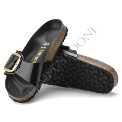 BIRKENSTOCK DONNA - Madrid Big Buckle Pelle naturale vernice - High Shine Black