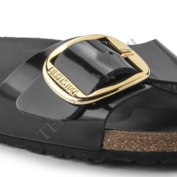 BIRKENSTOCK DONNA - Madrid Big Buckle Pelle naturale vernice - High Shine Black