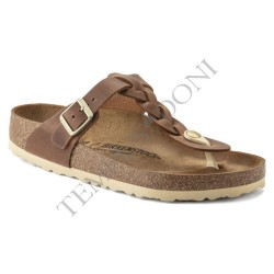 BIRKENSTOCK DONNA - Gizeh Braided Pelle oliata - Cognac