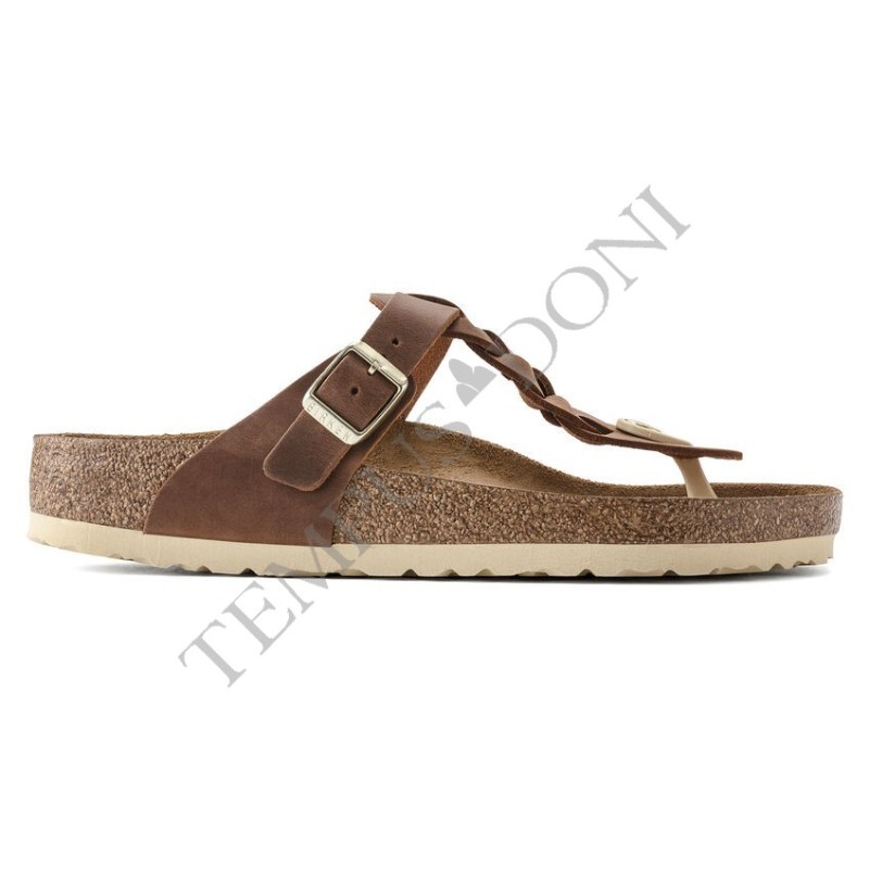 BIRKENSTOCK DONNA - Gizeh Braided Pelle oliata - Cognac