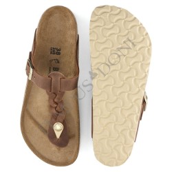BIRKENSTOCK DONNA - Gizeh Braided Pelle oliata - Cognac