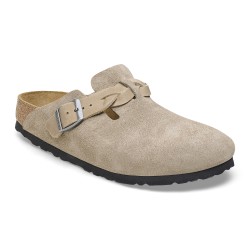 BIRKENSTOCK DONNA -  Boston Braided Pelle scamosciata  Taupe