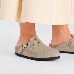 BIRKENSTOCK DONNA -  Boston Braided Pelle scamosciata  Taupe