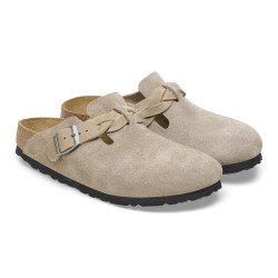 BIRKENSTOCK DONNA -  Boston Braided Pelle scamosciata  Taupe
