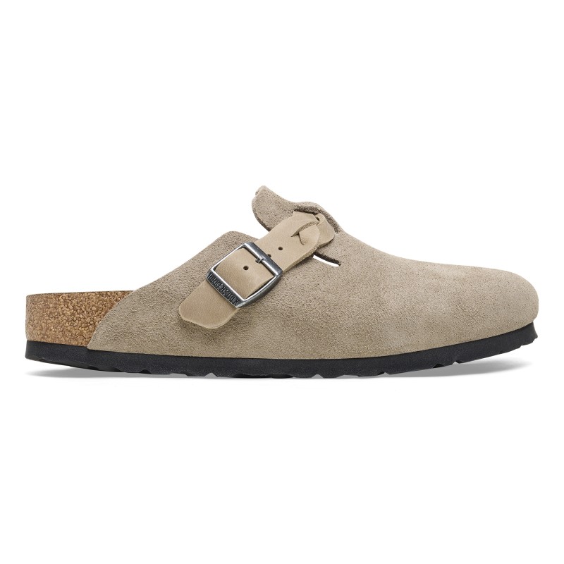 BIRKENSTOCK DONNA -  Boston Braided Pelle scamosciata  Taupe