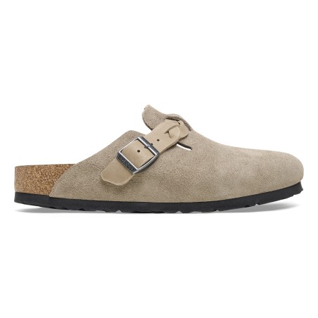 BIRKENSTOCK DONNA -  Boston Braided Pelle scamosciata  Taupe