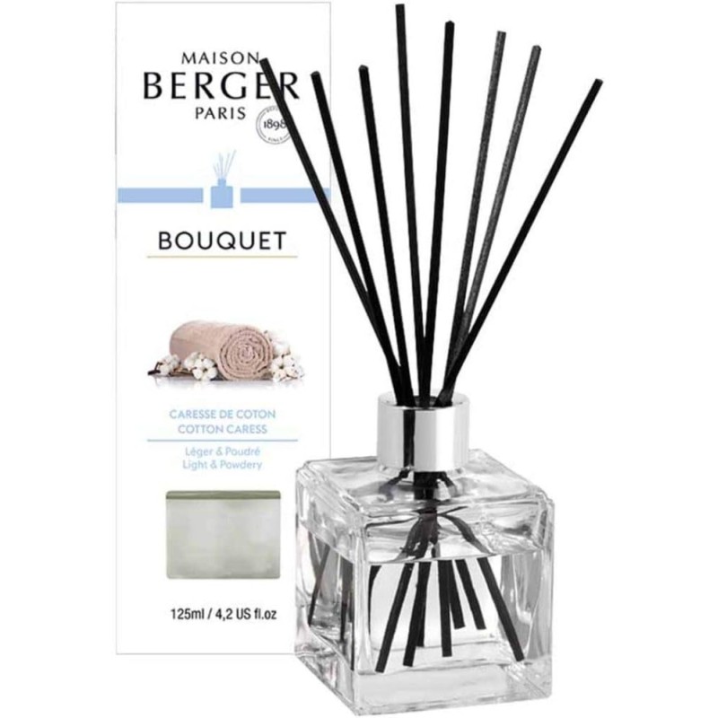 Lampe Berger - Bouquet Cube con bastoncini - Caresse De Coton 125 ml