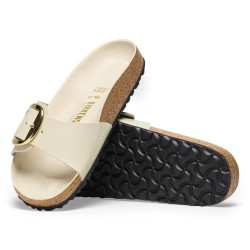BIRKENSTOCK DONNA - Madrid Big Buckle Pelle naturale vernice - High-Shine Ecru