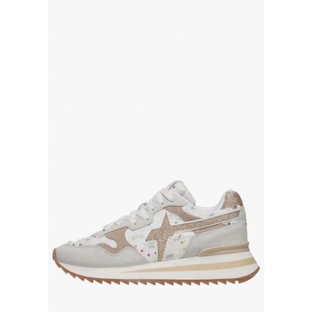 W6YZ - YAK-W - Donna Sneakers in tessuto e suede - Beige-Grigio
