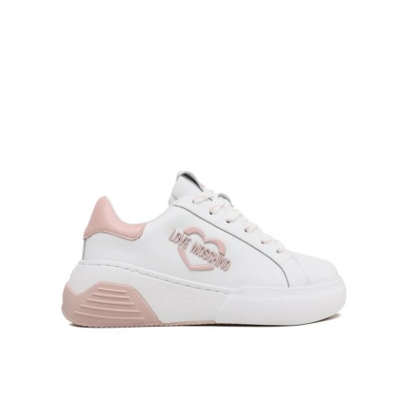 LOVE MOSCHINO - SNEAKERS VITELLO BIANCO CIPRIA - DONNA