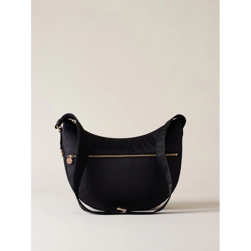 BORBONESE - TRACOLLA LUNA BAG MIDDLE - DARK BLACK