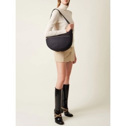 BORBONESE - TRACOLLA LUNA BAG MIDDLE - DARK BLACK