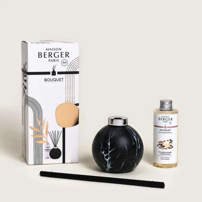 Lampe Berger – Bouquet MARBRURE Noir + 200ml Poussière d'Ambre