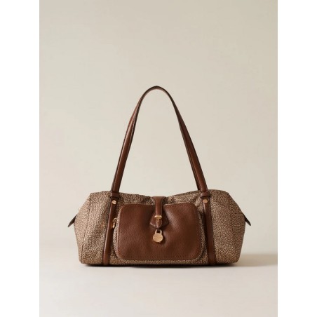 BORBONESE - POCHE BAULETTO MEDIUM Borsa a spalla in tessuto riciclato Op e Pelle