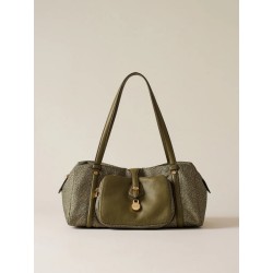 BORBONESE - POCHE BAULETTO MEDIUM Borsa a spalla in tessuto riciclato Op e Pelle