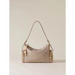 BORBONESE - POCHE BORSA HOBO MEDIUM Borsa a spalla in tessuto riciclato Op e Pelle