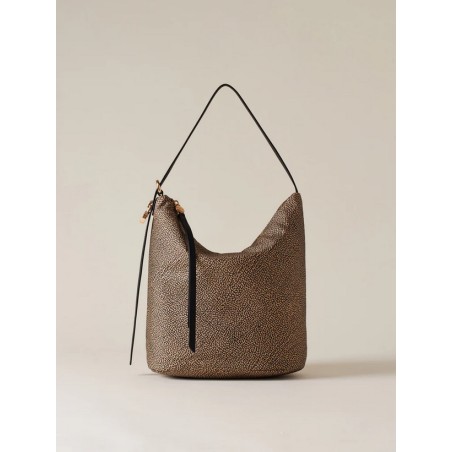 BORBONESE - PRIVE SECCHIELLO MEDIUM Borsa a spalla in Tessuto riciclato Op e Pelle