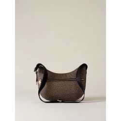 BORBONESE - ECO LINE LUNA BAG SMALL Hobo di tessuto riciclato Op e Pelle
