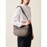 BORBONESE - ECO LINE LUNA BAG SMALL Hobo di tessuto riciclato Op e Pelle