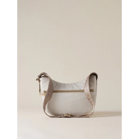 BORBONESE - ECO LINE LUNA BAG SMALL Hobo di tessuto riciclato Op e Pelle