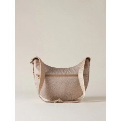 BORBONESE - ECO LINE LUNA BAG MIDDLE Hobo di tessuto riciclato Op e Pelle