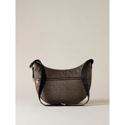 BORBONESE - ECO LINE LUNA BAG MIDDLE Hobo di tessuto riciclato Op e Pelle