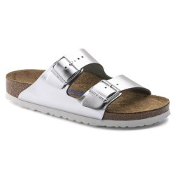 BIRKENSTOCK DONNA - Arizona plantare morbido - Metallic Silver