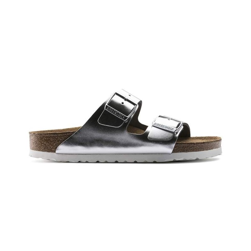 BIRKENSTOCK DONNA - Arizona plantare morbido - Metallic Silver
