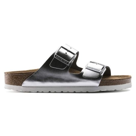 BIRKENSTOCK DONNA - Arizona plantare morbido - Metallic Silver