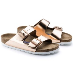 BIRKENSTOCK DONNA - Arizona plantare morbido - Metallic Copper