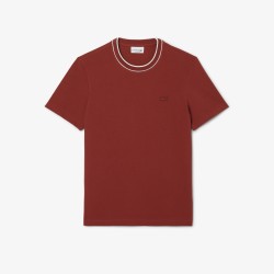 LACOSTE - T-shirt in piqué elasticizzato con colletto a righe - UOMO