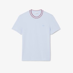 LACOSTE - T-shirt in piqué elasticizzato con colletto a righe - UOMO