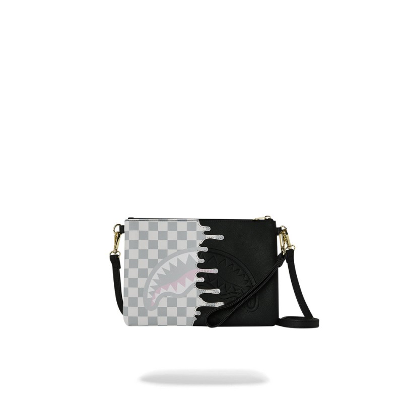 SPRAYGROUND - CREAM CHECK UNFINISHED SHARK CROSSBODY POUCHETTE