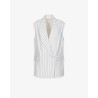 HINNOMINATE - Giacca Gessata Doppiopetto Smanicata • Off White