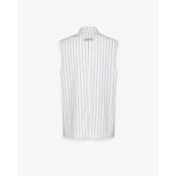 HINNOMINATE - Giacca Gessata Doppiopetto Smanicata • Off White