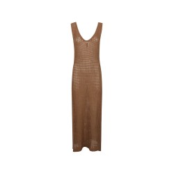 HINNOMINATE - Abito Lungo In  Maglia Traforata • Moka