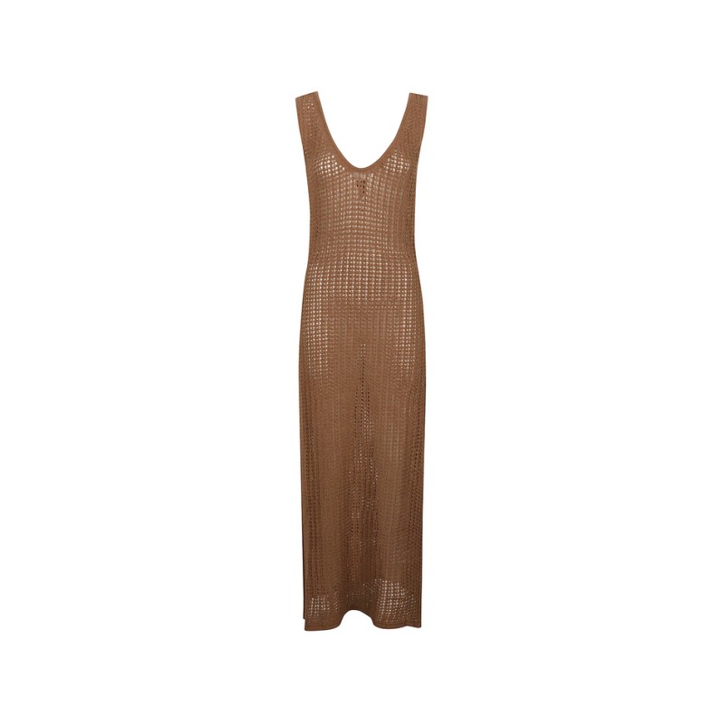 HINNOMINATE - Abito Lungo In  Maglia Traforata • Moka