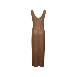 HINNOMINATE - Abito Lungo In  Maglia Traforata • Moka