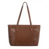 LOVE MOSCHINO - Shopper traforata Hearts Pattern Marrone